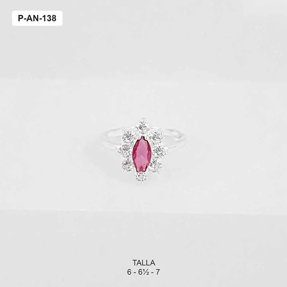 Anillo plata 925 flor circon color