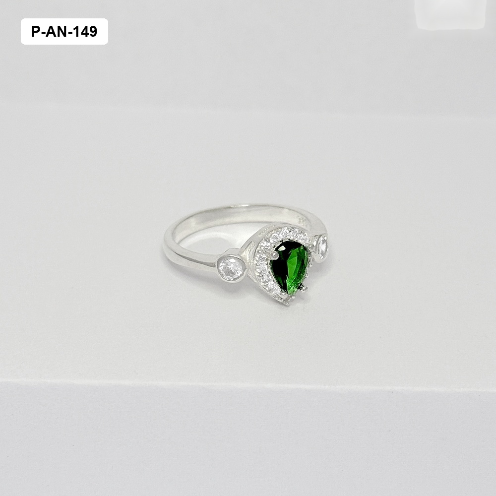 *ANILLO PLATA LEY 925 CRISTAL VERDE GOTA