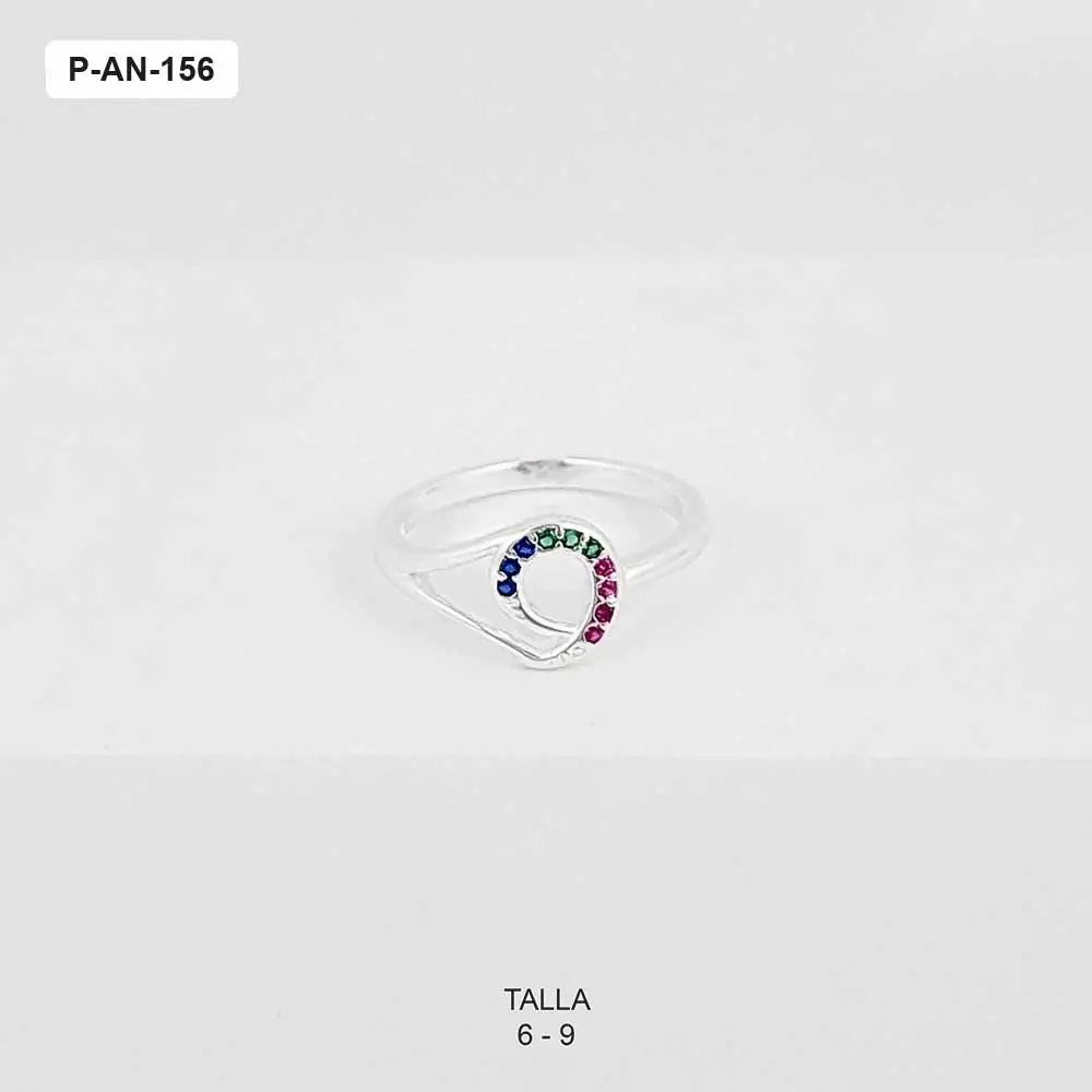 *ANILLO PLATA 925 LAZO MICROCIRCONES DE COLOR