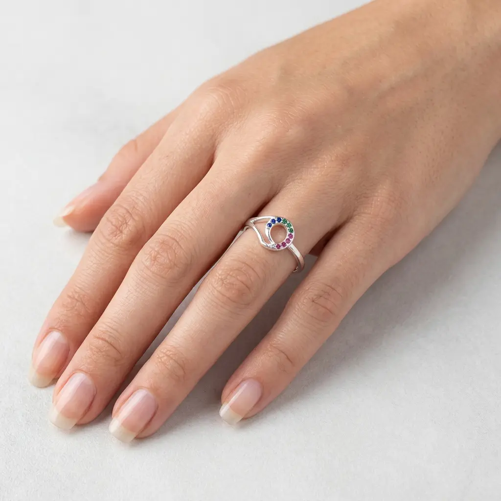 Anillo plata 925 lazo microcircones de color