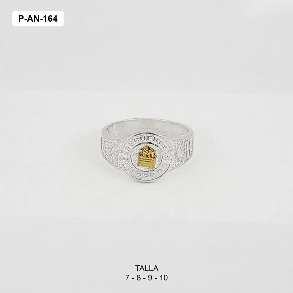 *ANILLO PLATA 925 Y ORO GRADO CÍRCULO ESCUDO DOS CIRCONES