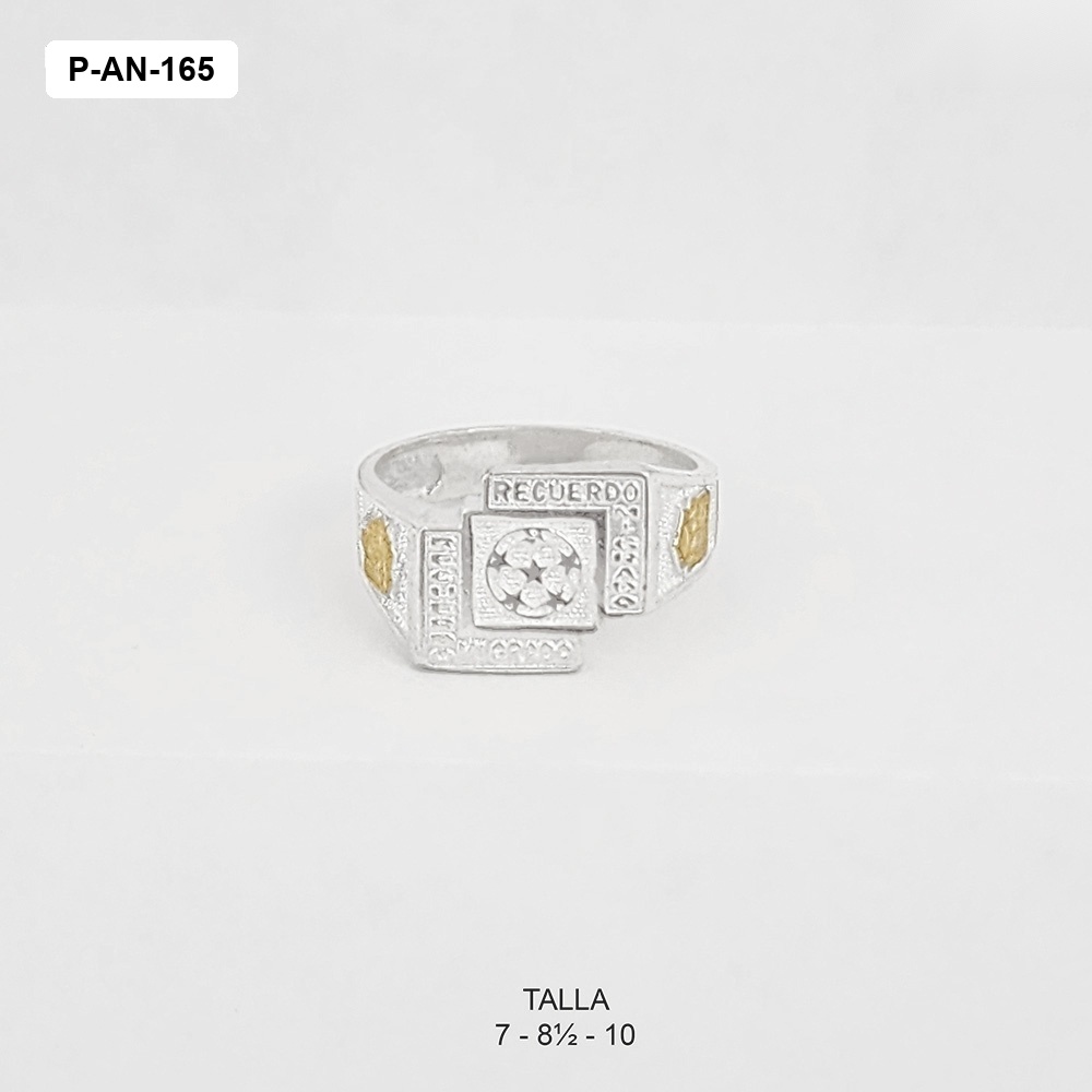 *ANILLO PLATA 925 Y ORO GRADO ESTRELLAS CÍRCULO ESCUDOS LATERALES