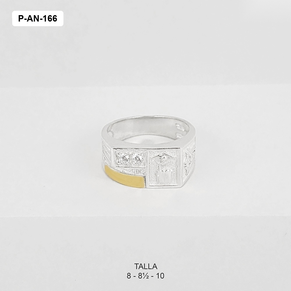 *ANILLO PLATA 925 Y ORO GRADO RECTÁNGULAR CRISTALES BLANCOS