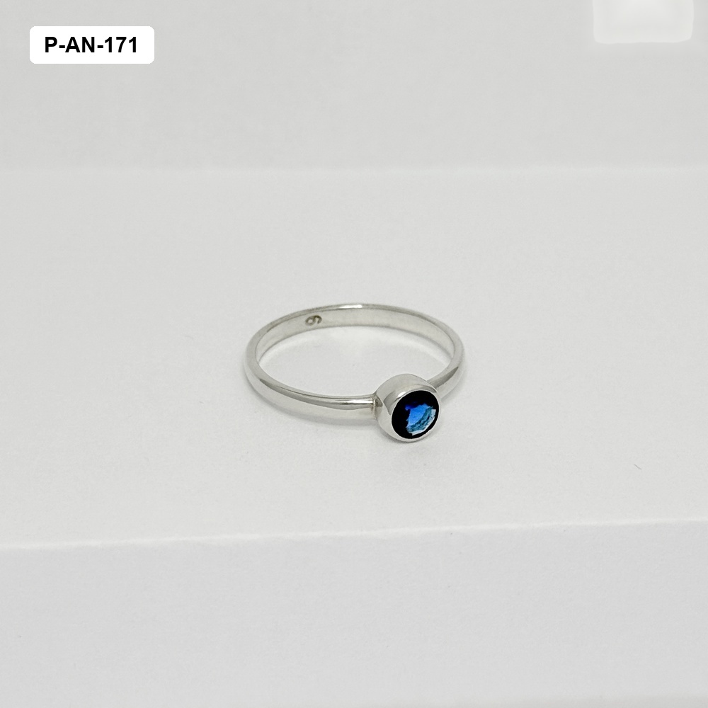 *ANILLO PLATA LEY 925 TIPO SOLITARIO CIRCÓN AZUL