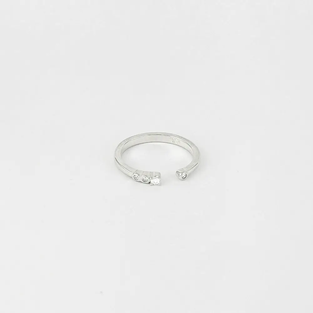 Anillo plata 925 ajustable puntos circones
