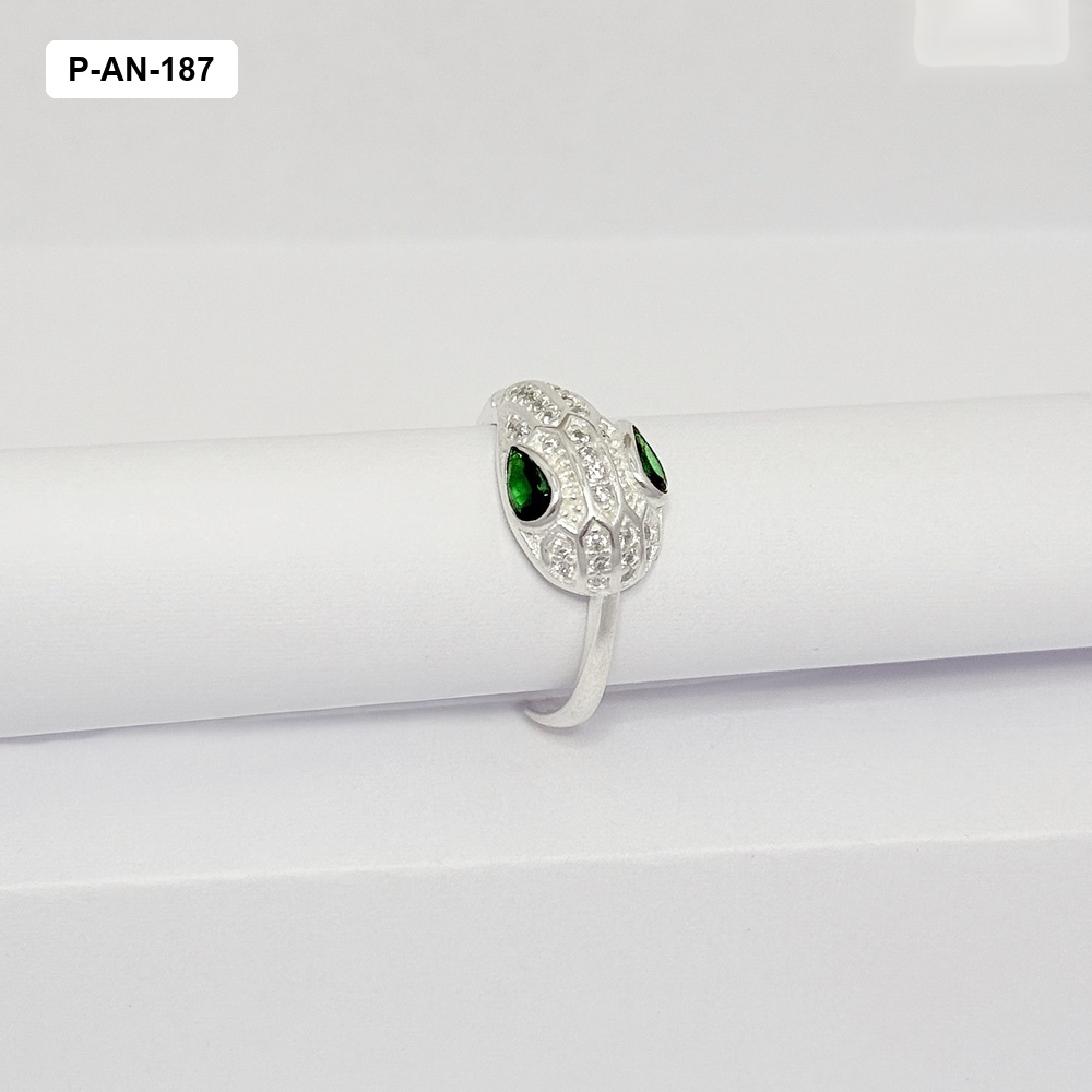 Anillo plata ley 925 serpiente circones verdes
