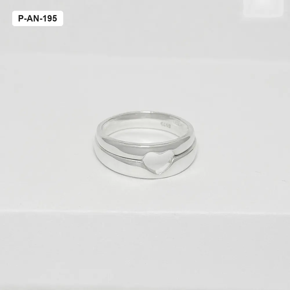 Anillo plata 925 alianza x2 troquelado corazon