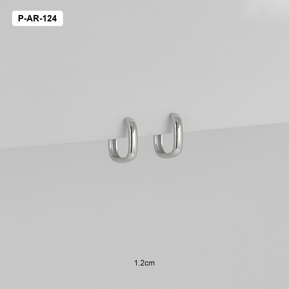 *ARGOLLA HUGGIE PLATA 925 (B.RODIO) CUADRADA LISA 1.2 CM