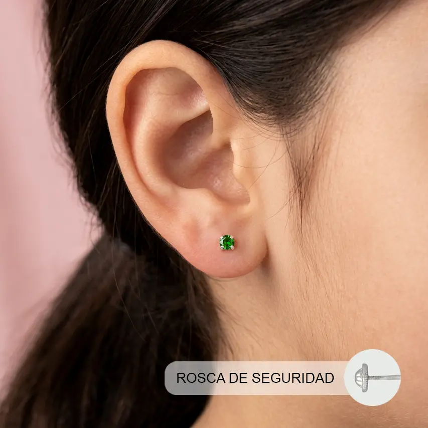 Topo ortopedico en Plata ley 925 rosca de seguridad circón verde #4