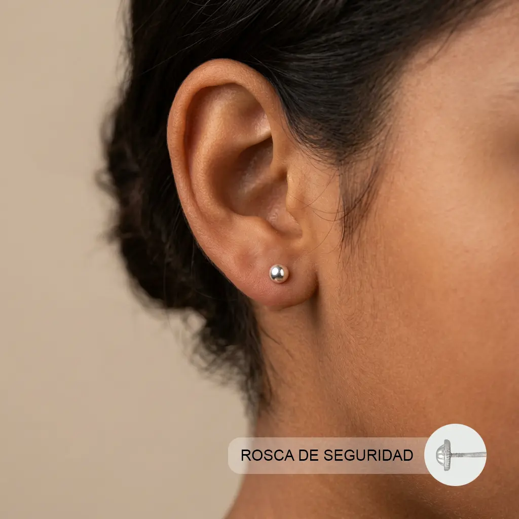 Topo ortopedico en Plata ley 925 rosca de seguridad bola #3