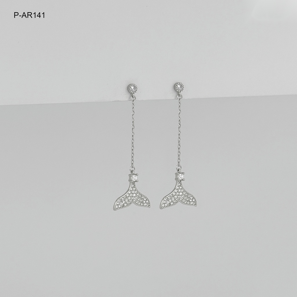 *ARETES LARGOS PLATA 925 (B.RODIO) COLITA DE SIRENA MICROCIRCONES