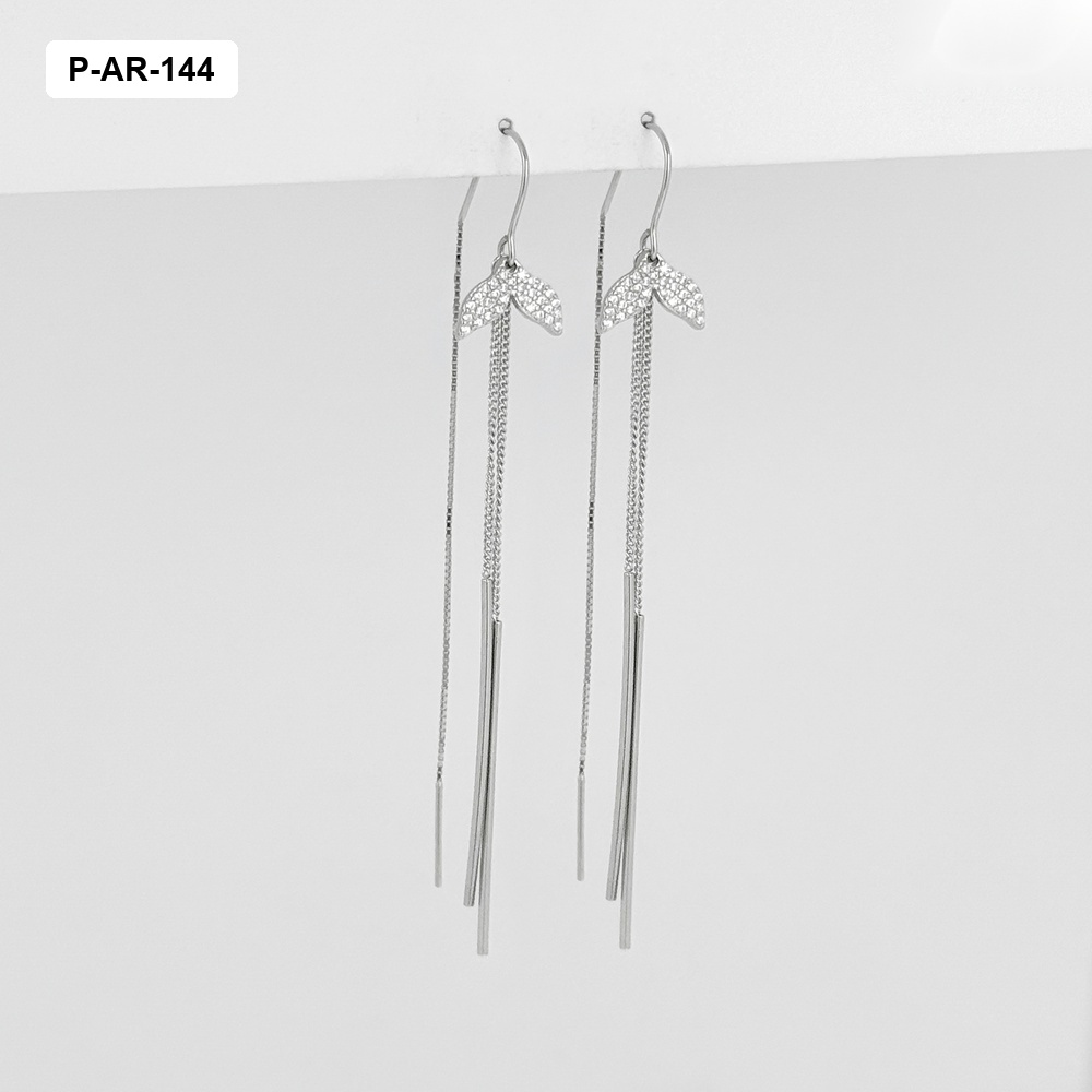 Aretes largos plata 925 (b.rodio) sistema pasar dije colita sirena