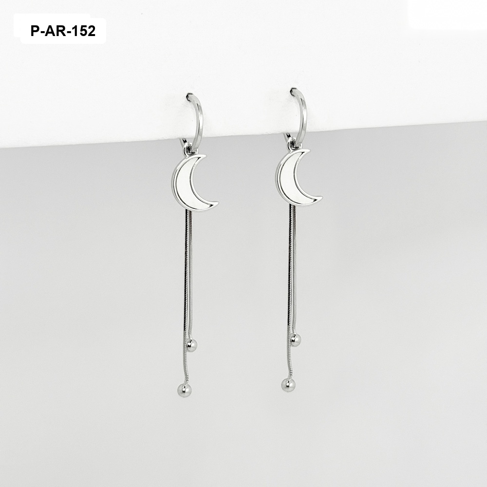 *ARETES LARGOS PLATA 925 (B.RODIO)  MEDIA LUNA NÁCAR