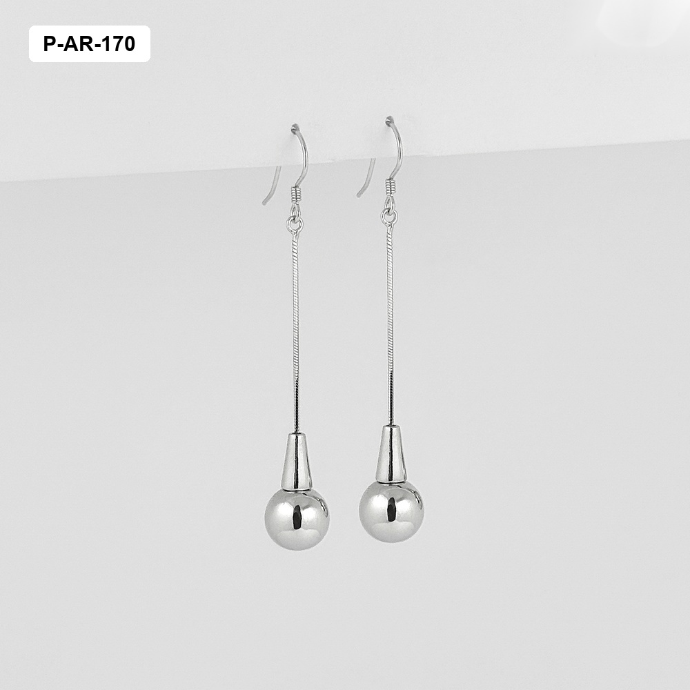 Aretes largos plata 925 (b.rodio) péndulo bola