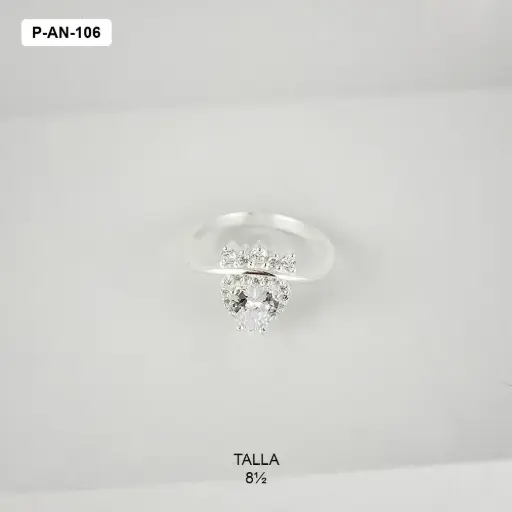 [P-AN-106] Anillo plata 925 cristal gota corona