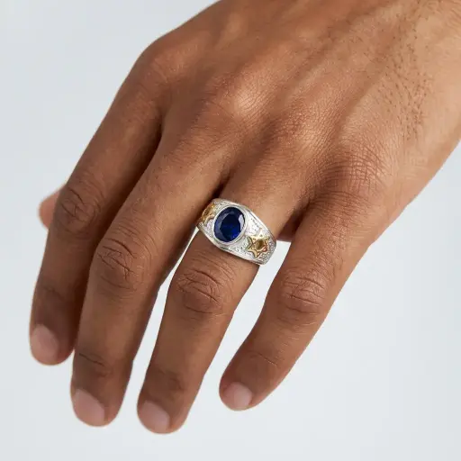 [P-AN-118] Anillo plata 925 hombre circón estrellas de david