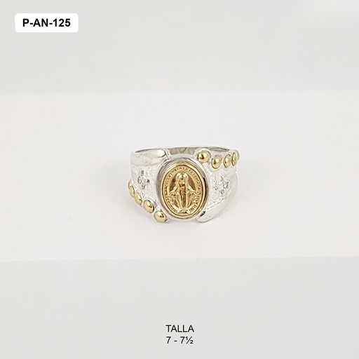 [P-AN-125] Anillo plata 925 y oro virgen y bolitas doradas