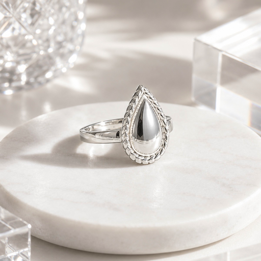 [P-AN-129] Anillo plata 925 y gota plata lisa