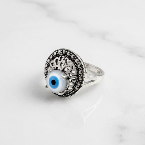 [P-AN-136] Anillo plata ley 925 marquesita ojo turco