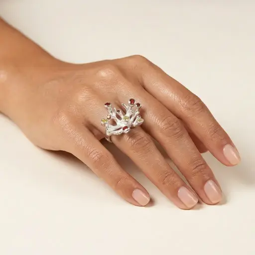[P-AN-137] Anillo plata 925 medusa circones de colores