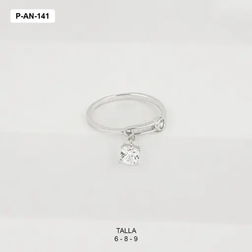 [P-AN-141] Anillo plata 925 colgante circon cuadrado