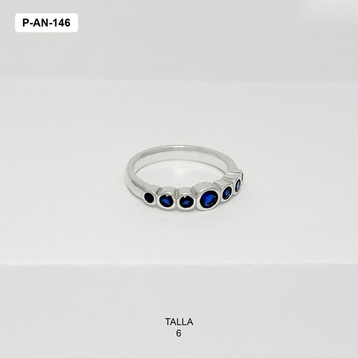 [P-AN-146] Anillo plata 925 puntos circones redondos azules