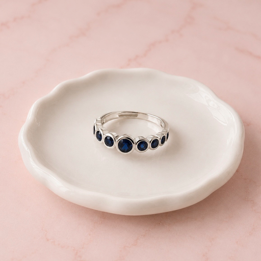 [P-AN-146] Anillo plata 925 puntos circones redondos azules