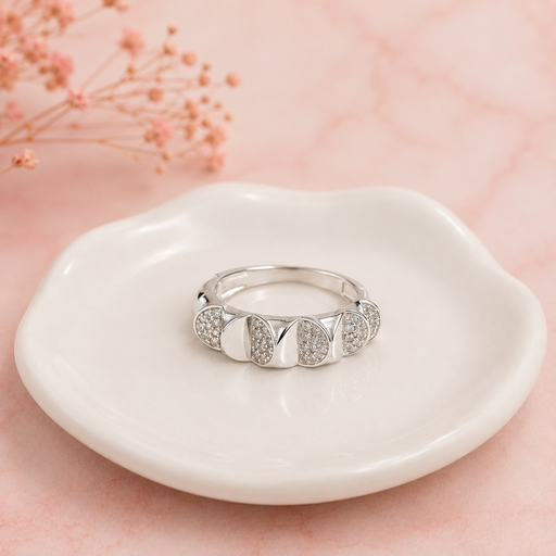 [P-AN-160] Anillo plata 925 engranaje microcircones blancos