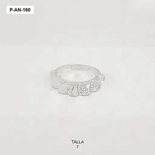[P-AN-160] Anillo plata 925 engranaje microcircones blancos