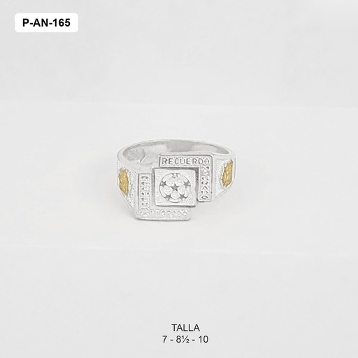 [P-AN-165] Anillo plata 925 y oro grado estrellas círculo escudos laterales