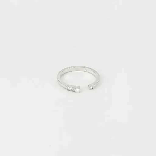 [P-AN-174] Anillo plata 925 ajustable puntos circones