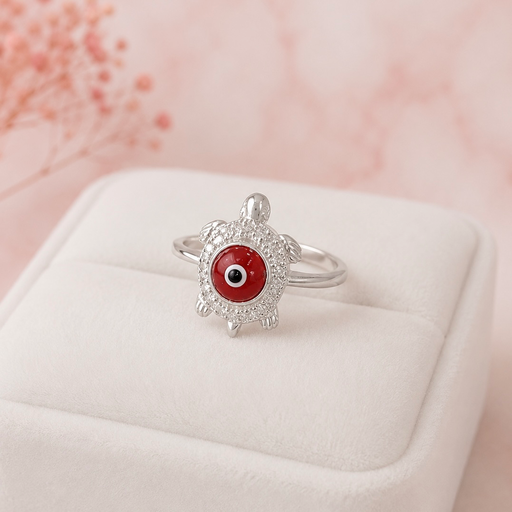 [P-AN-178] Anillo plata ley 925 tortuga piedra roja