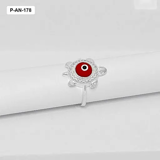 [P-AN-178] Anillo plata ley 925 tortuga piedra roja