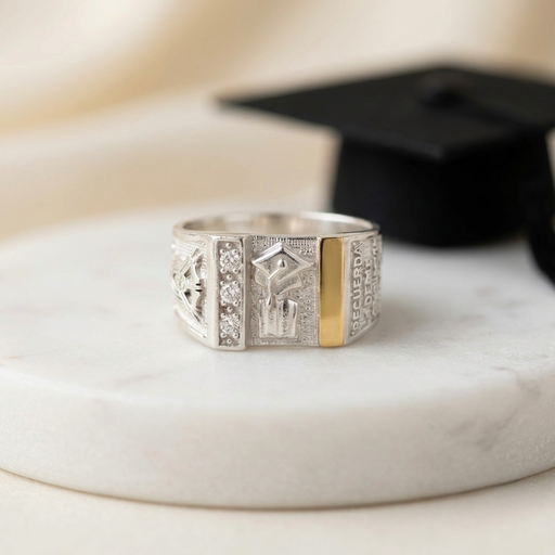[P-AN-183] Anillo plata 925 y laminado oro grado birrete filo derecho dorado