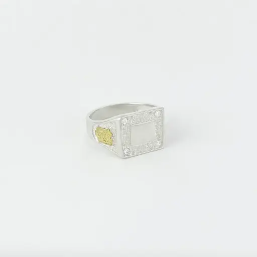 [P-AN-185] Anillo plata 925 y oro grado cuadrado escudos laterales