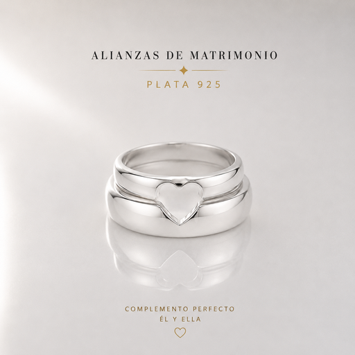 [P-AN-195] Anillo plata 925 alianza x2 troquelado corazon