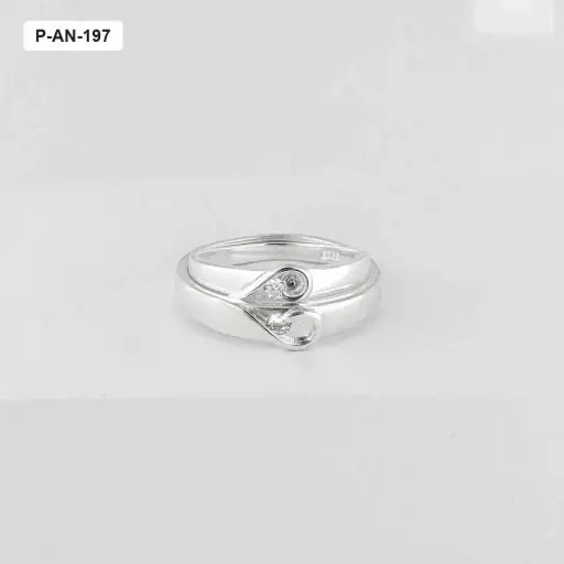 [P-AN-197] Anillo plata 925 alianza x2 detalle corazon circon