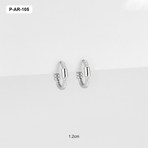 [P-AR-105] *P-AR-105 Argolla Huggie Plata 925 Baño Rodio Ovalada microcircones 1.2 CM