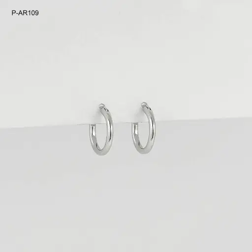 [P-AR-109] Argolla plata 925 baño rodio lisa 1.4 cm