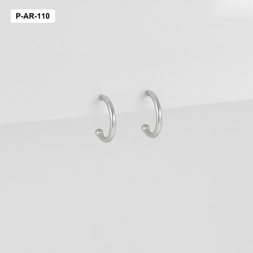 [P-AR-110] Aretes plata 925 baño rodio medio aro liso