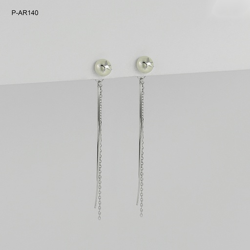 [P-AR-140] Aretes largos plata 925 (b.rodio) perla estrellita mar