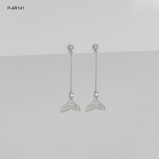 [P-AR-141] Aretes largos plata 925 (b.rodio) colita de sirena microcircones