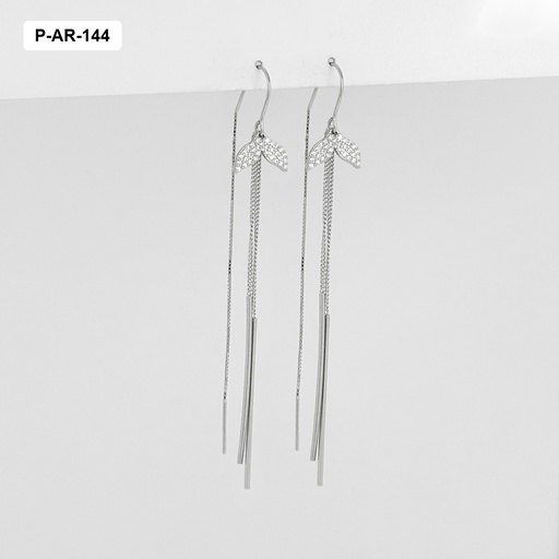 [P-AR-144] Aretes largos plata 925 (b.rodio) sistema pasar dije colita sirena