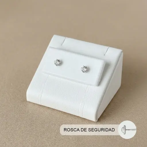 [P-AR-147] Topo ortopedico en Plata ley 925 rosca de seguridad circón blanco #3
