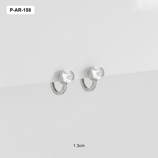 [P-AR-158] *ARGOLLA HUGGIE PLATA 925 (B.RODIO) TIPO SOLITARIO 1.3 CM
