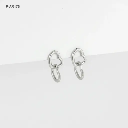 [P-AR-175] *ARETES PLATA 925 (B.RODIO) CORAZONES ENTRELAZADOS 