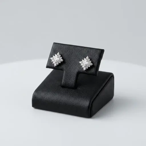 [P-AR-196] Aretes en Plata ley 925 cuadrado circón blanco
