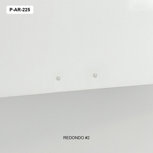 [P-AR-225] Topo plata 925 circón blanco redondo n2