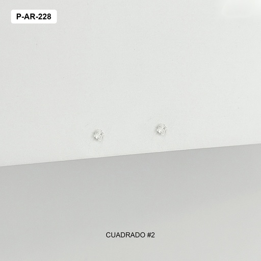 [P-AR-228] Topo plata 925 circón blanco cuadrado n2