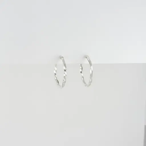 [P-AR-246] Argollas en plata ley 925 entorchadas 3.3 cm